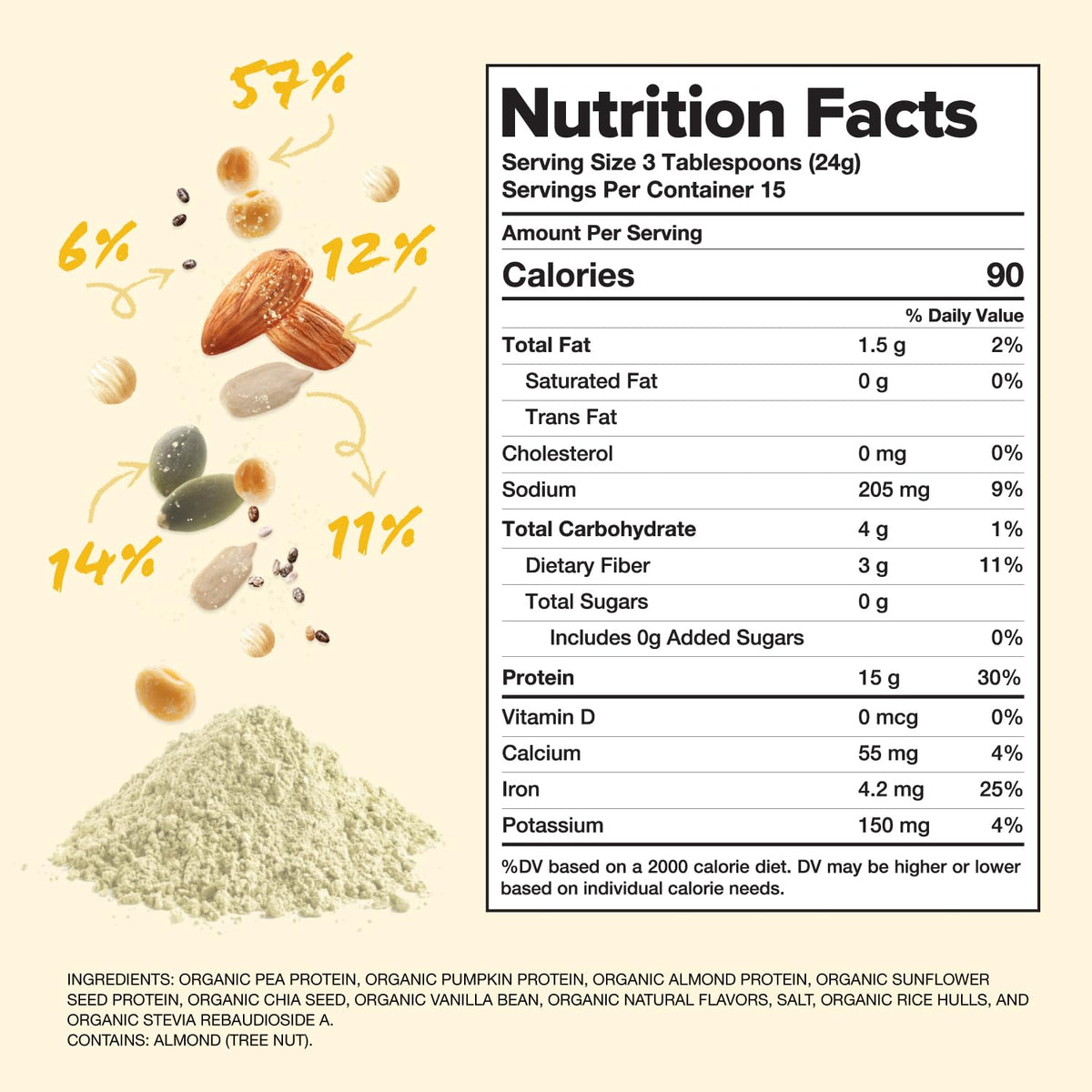 Vegan Vanilla Plant-Based Protein Powder 15 Servings J17959