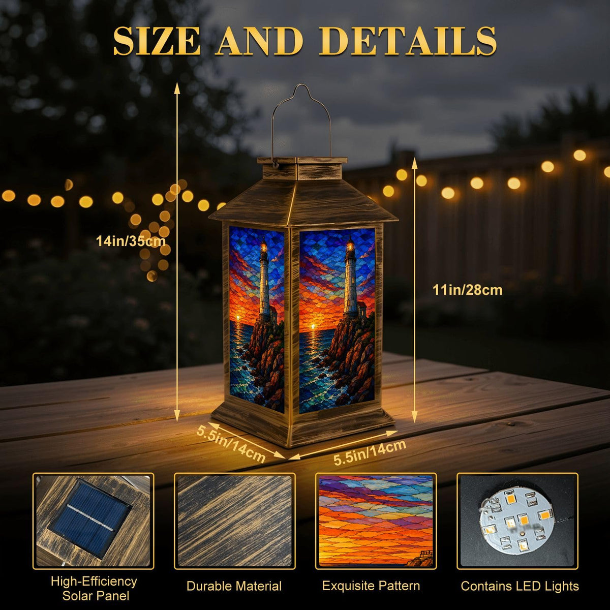 Waterproof Mosaic LED Solar Lantern V5538