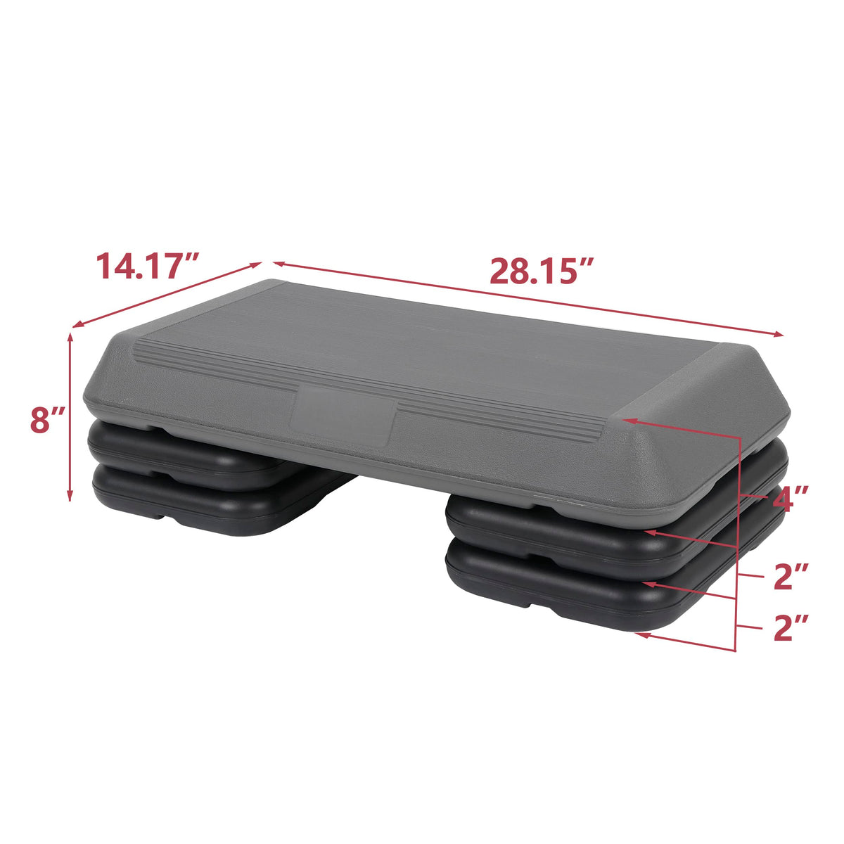 28.5'' Adjustable Exercise Step Platform with 4 Stackable Risers E9108
