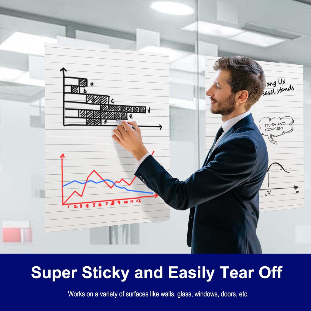 Lined Sticky Easel Pad, 25 x 30 In Flip Chart, 30 Sheets/Pad, 10 Pads O400