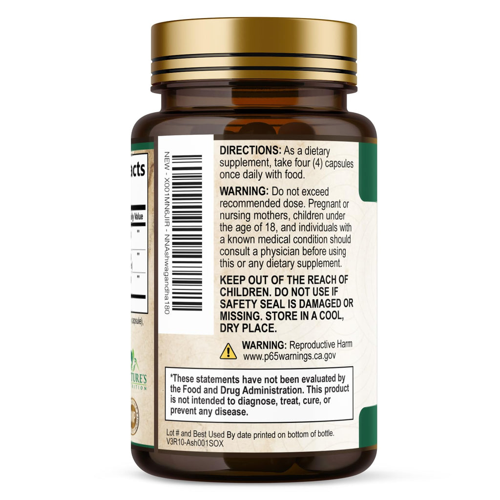 Ashwagandha Capsules with Black Pepper Vegan 180 Capsules T85050