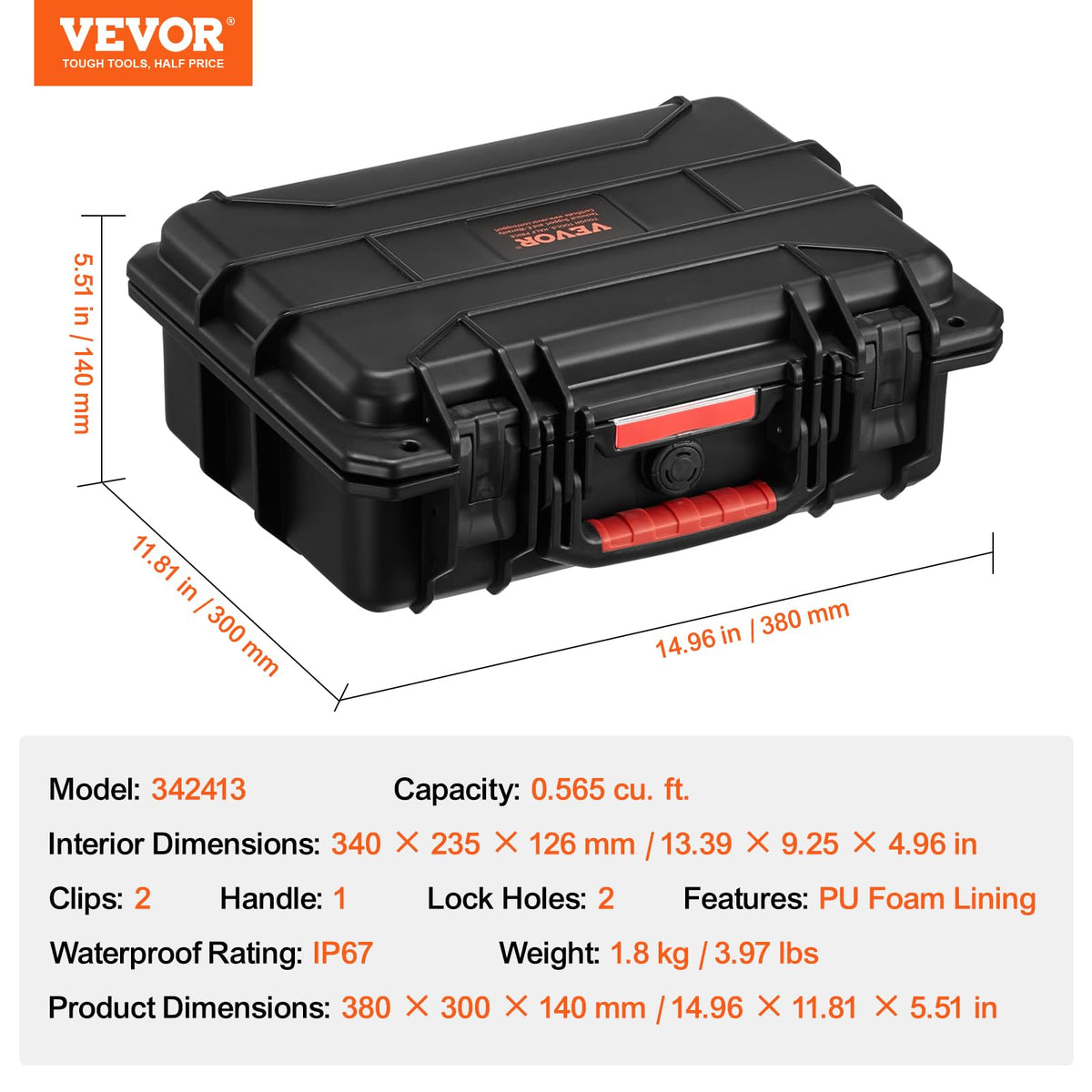 IP67 Waterproof Hard Case with Pre-cut Foam L774254