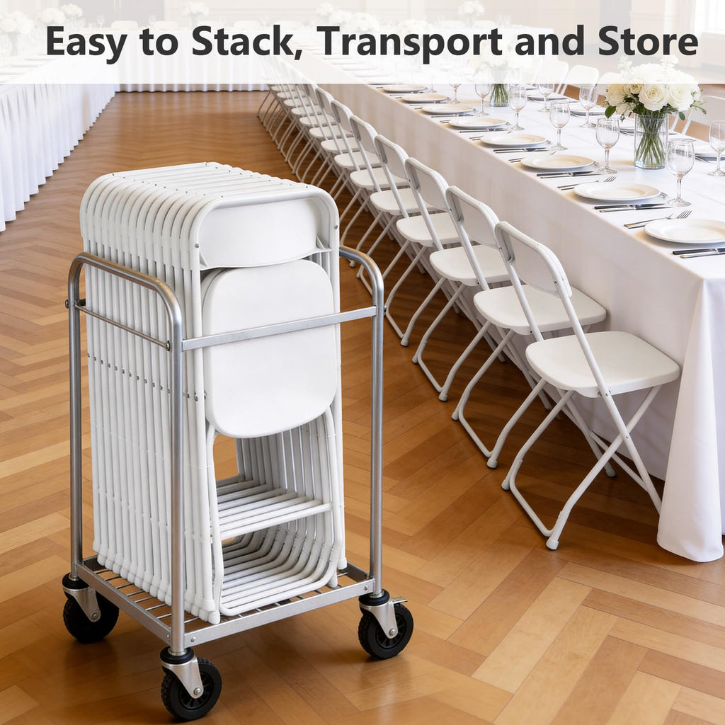 White 10 Pack Plastic Folding Chairs with Metal Frame D387317