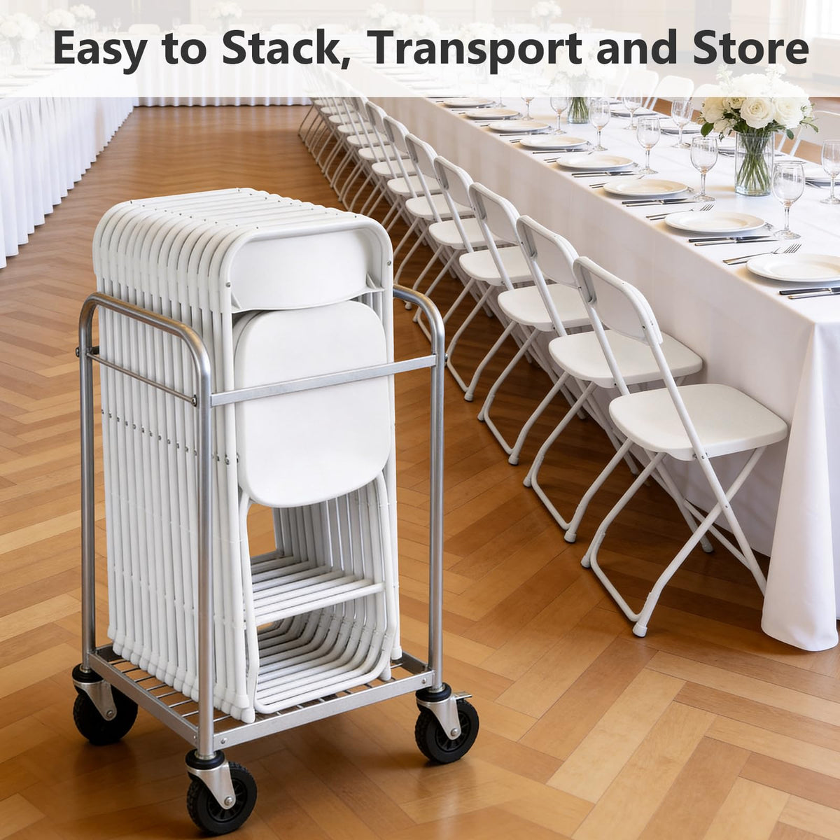 White 10 Pack Plastic Folding Chairs with Metal Frame D387317