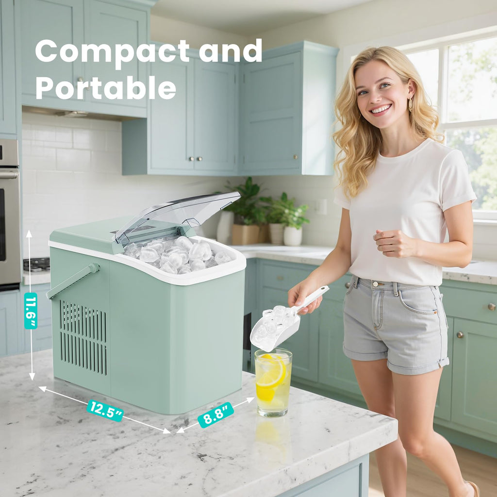 Portable Countertop Ice Maker with Basket & Scoop, 2 Cube Sizes M128694