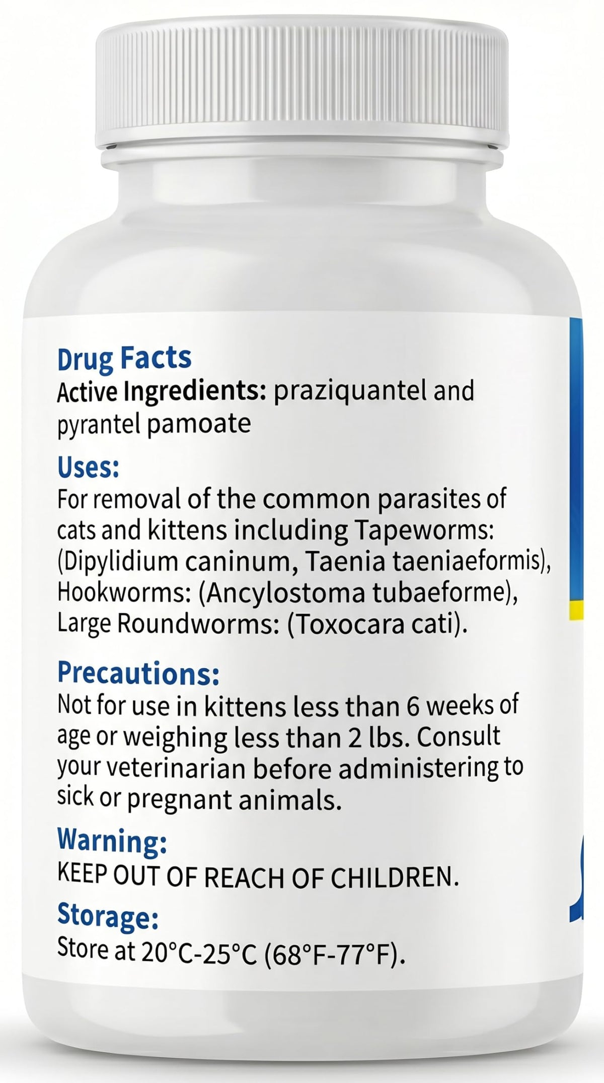 Broad Spectrum Dewormer Tablets for Cats and Kittens, 100 Tablets E6361