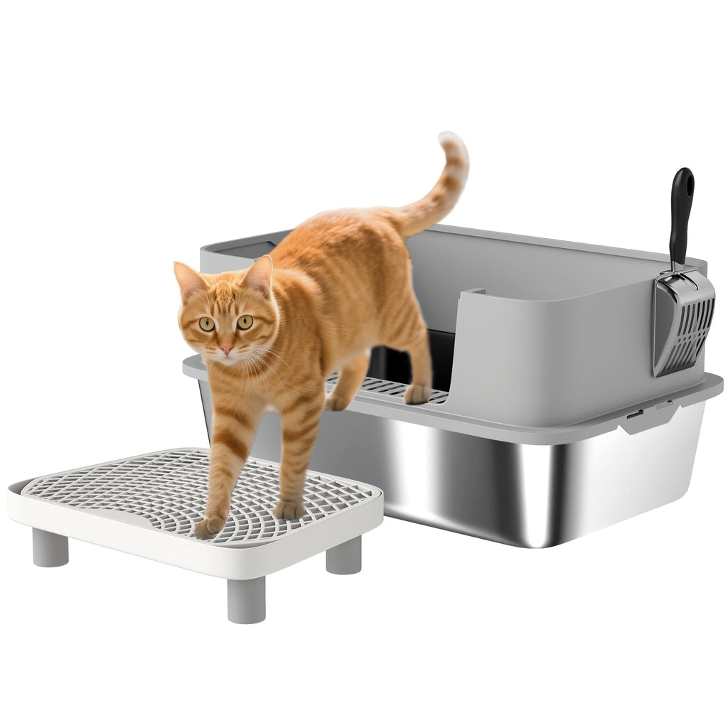 Stainless Steel Extra Large High Sided Litter Box with Scoop V347570