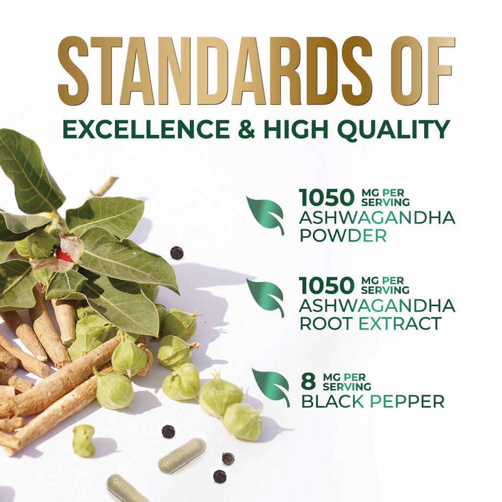 Ashwagandha Capsules with Black Pepper Vegan 180 Capsules T85050