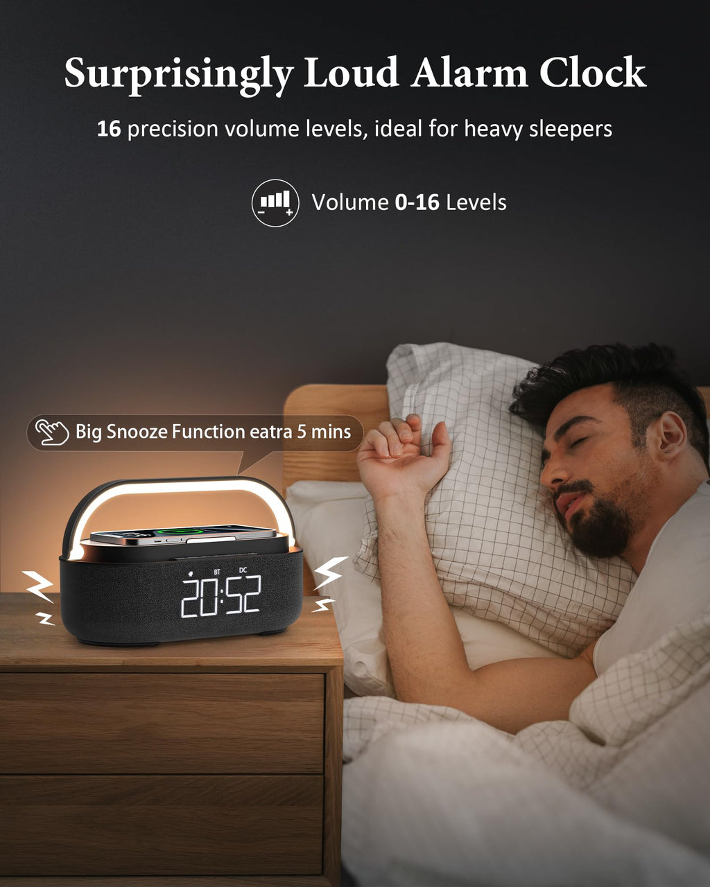 Bluetooth Speaker with Wireless Charger FM Radio LED Light O3185