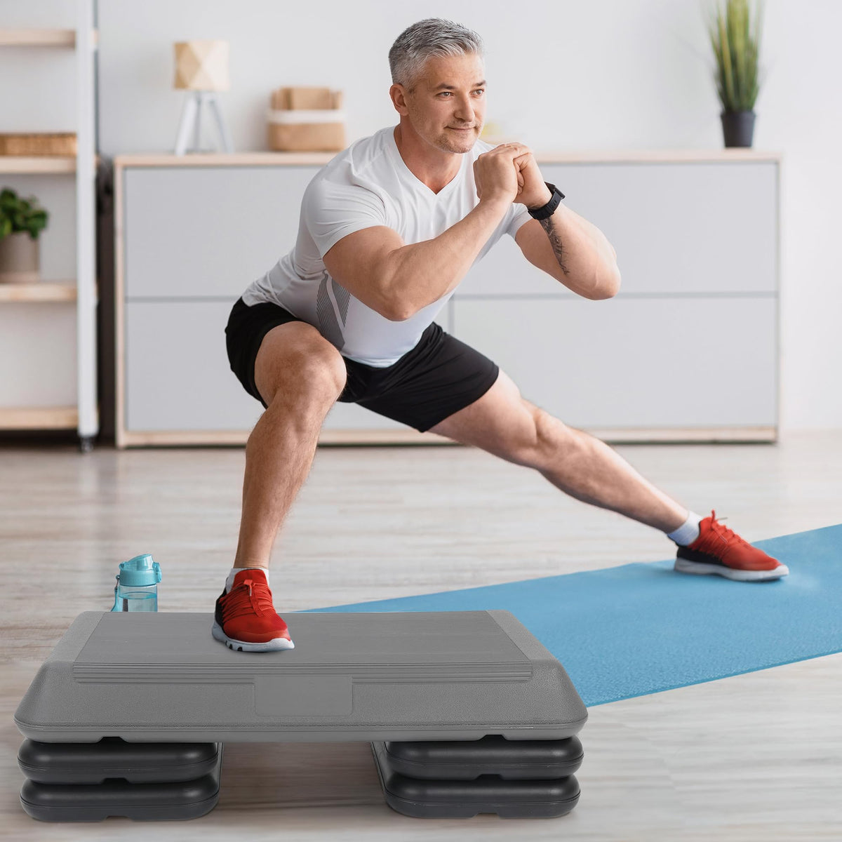 28.5'' Adjustable Exercise Step Platform with 4 Stackable Risers E9108