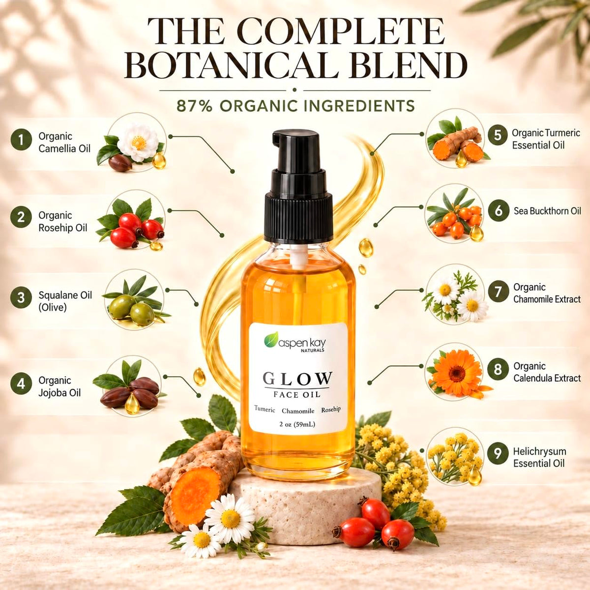 Turmeric Rosehip Camellia Vitamin C Face Oil 2 oz A30503
