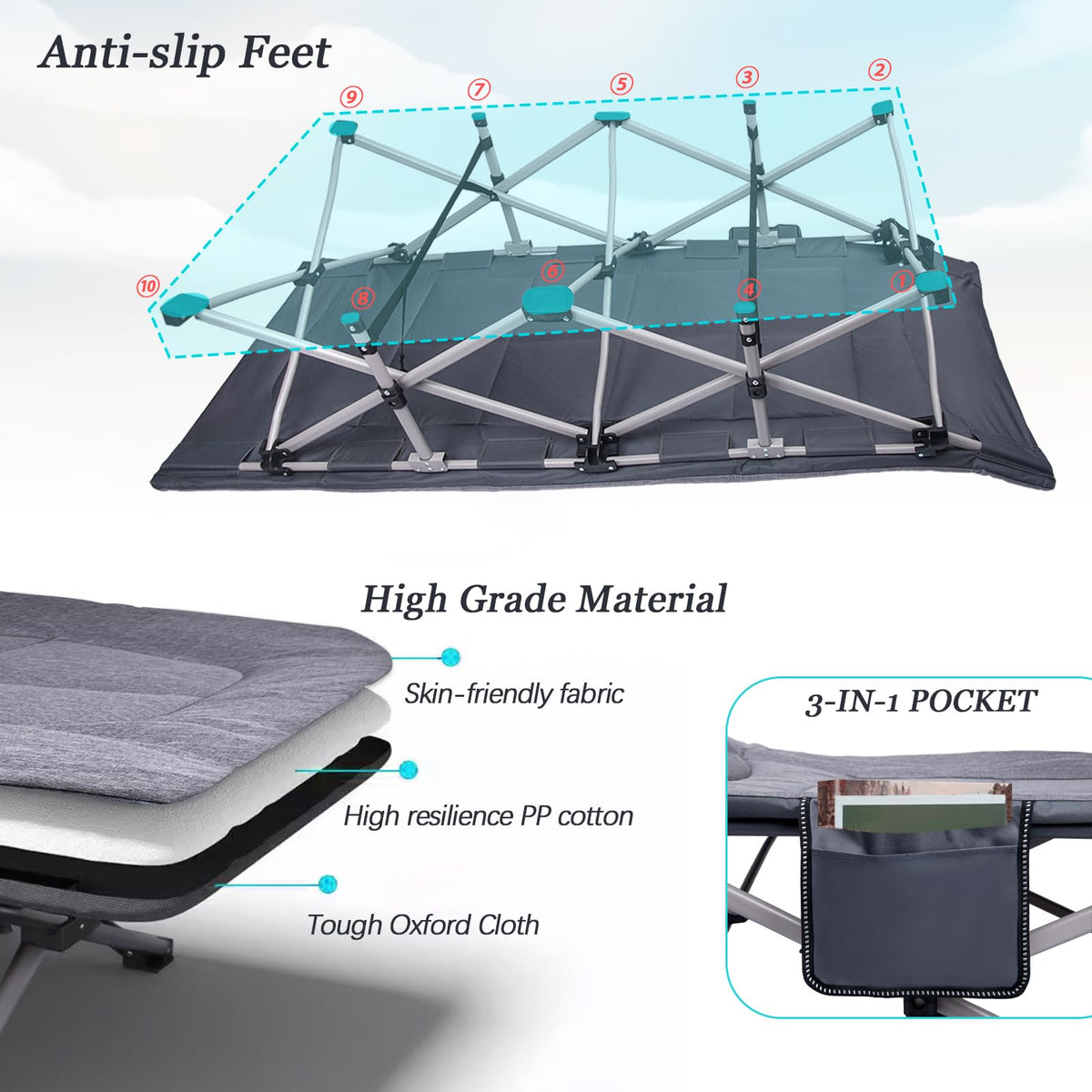 Folding Camping Cot with Carry Bag W11966