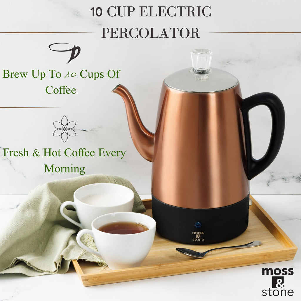 10 Cup Copper Electric Percolator Coffee Pot Z696