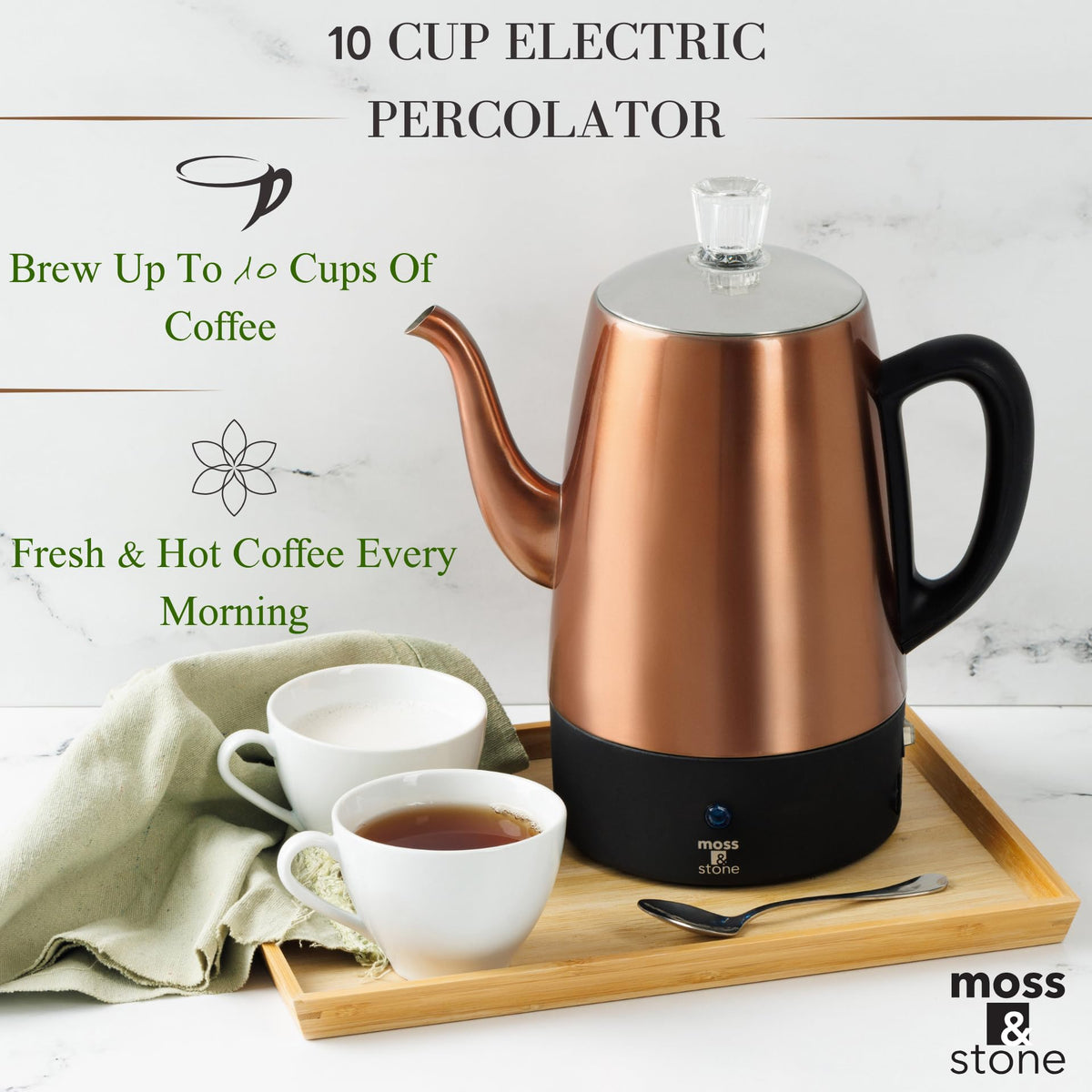 10 Cup Copper Electric Percolator Coffee Pot Z696