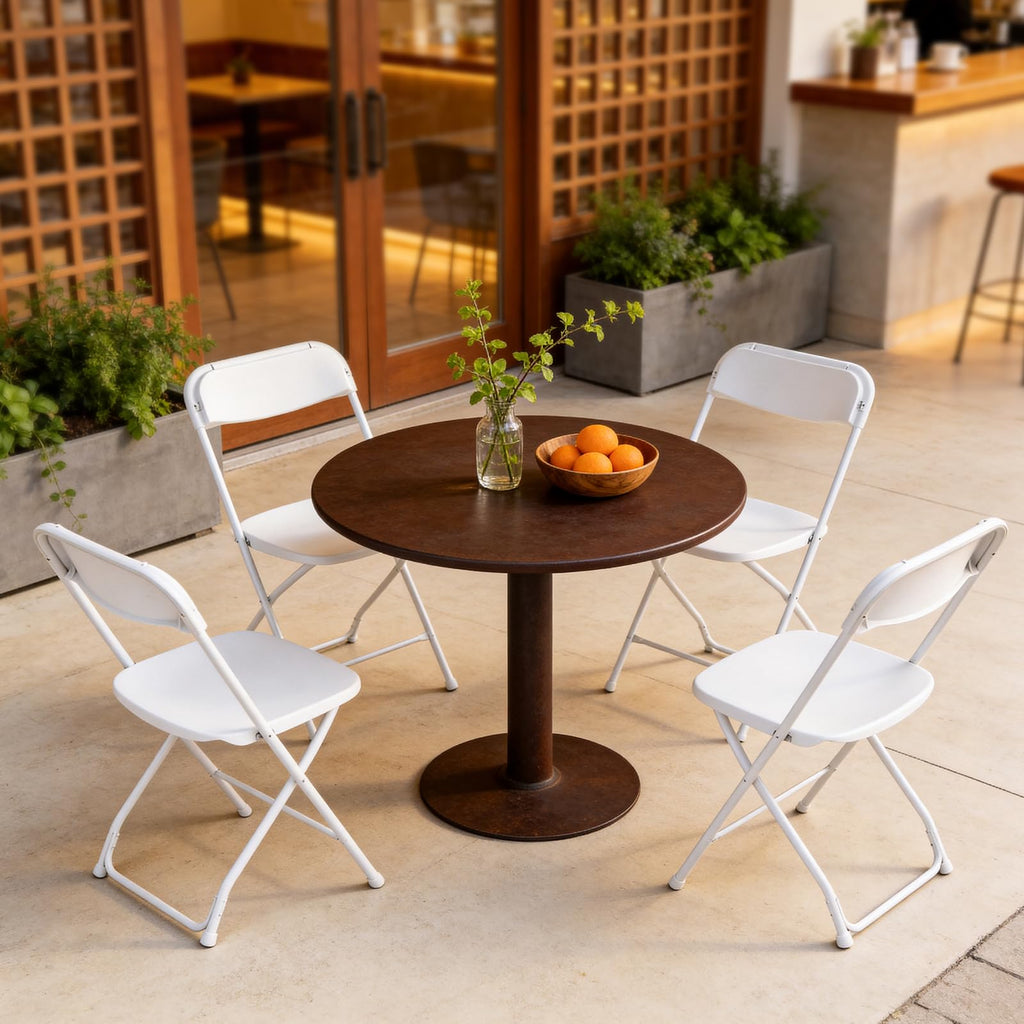 White 10 Pack Plastic Folding Chairs with Metal Frame D387317