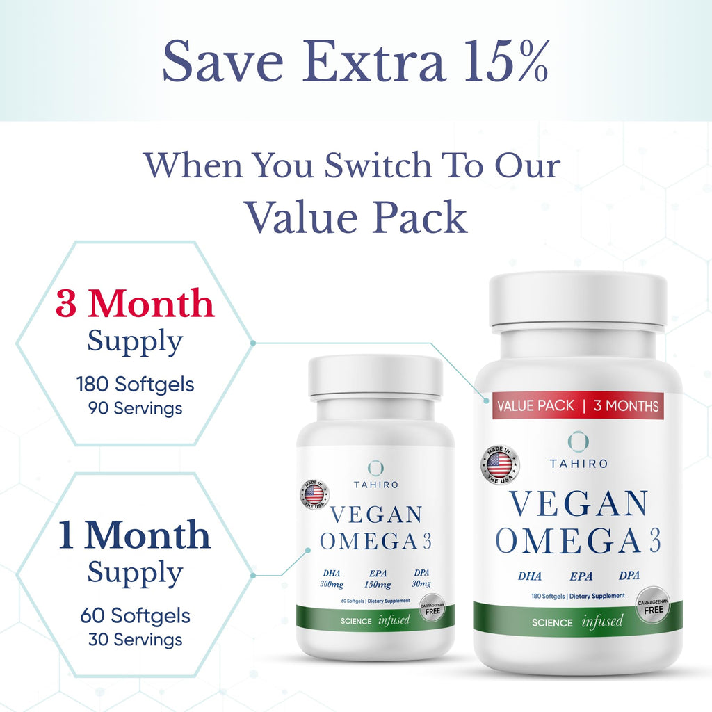 Vegan Omega-3 Softgels with DPA, DHA & EPA, 1000mg B9142