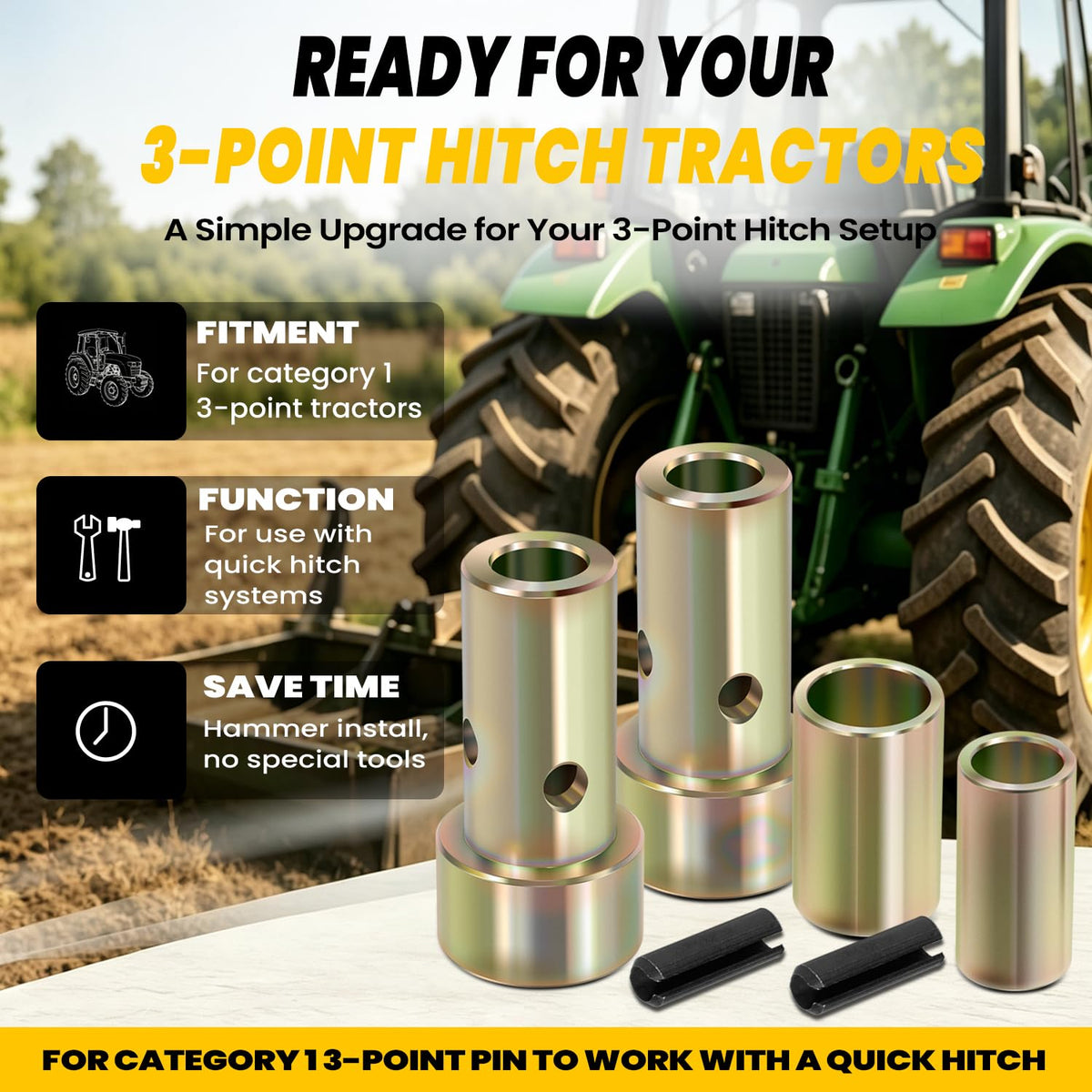 Quick Hitch Bushing Kit for Category 1 3-Point Hitch Tractors P783019