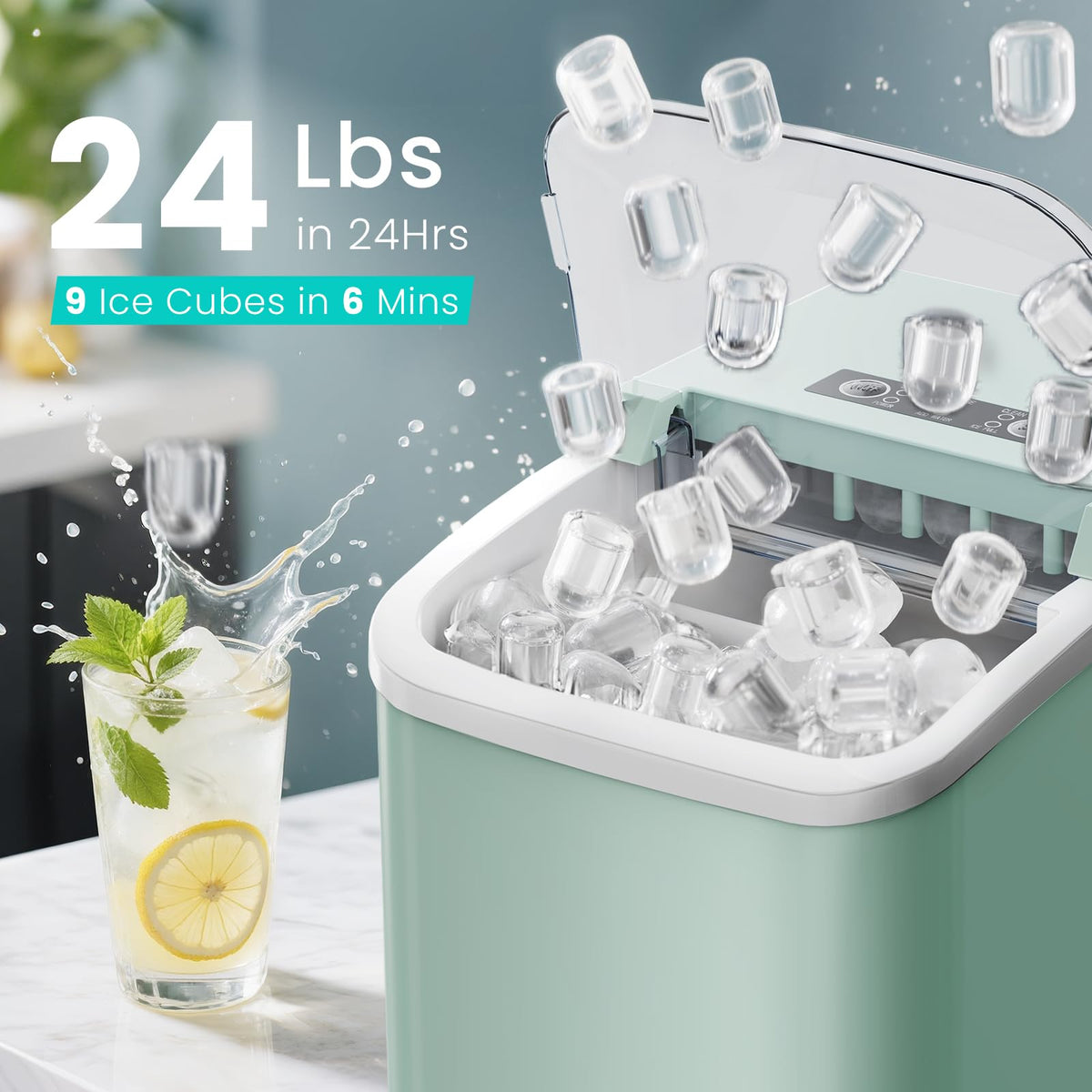 Portable Countertop Ice Maker with Basket & Scoop, 2 Cube Sizes M128694