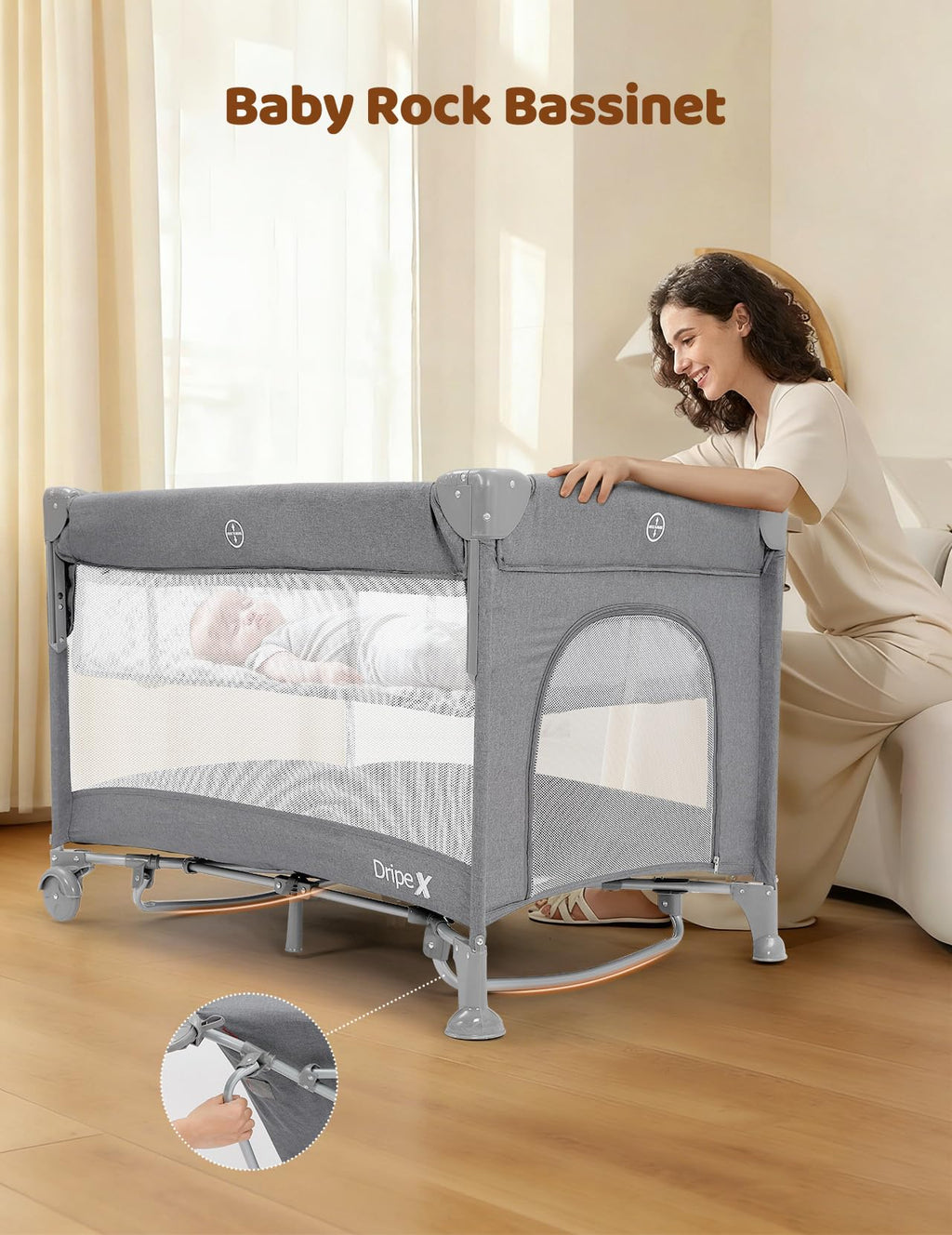 5 in 1 Baby Bassinet Light Grey R901813