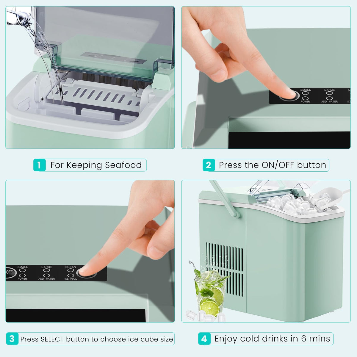 Portable Countertop Ice Maker with Basket & Scoop, 2 Cube Sizes M128694