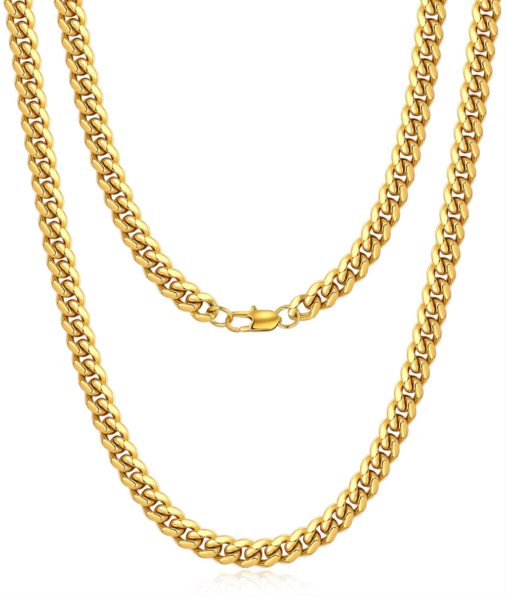 Cuban Link Chain 4mm 6mm 10mm 18K Gold Plated 316L Stainless Steel Necklace H3135