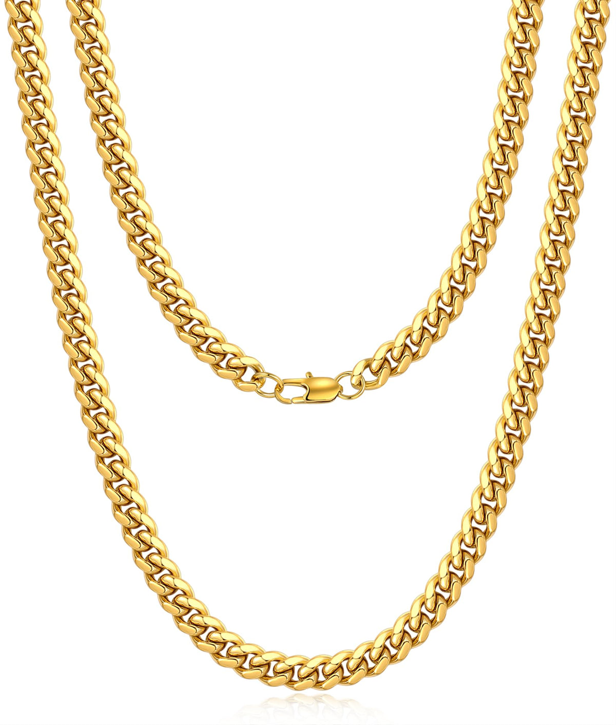 Cuban Link Chain 4mm 6mm 10mm 18K Gold Plated 316L Stainless Steel Necklace H3135