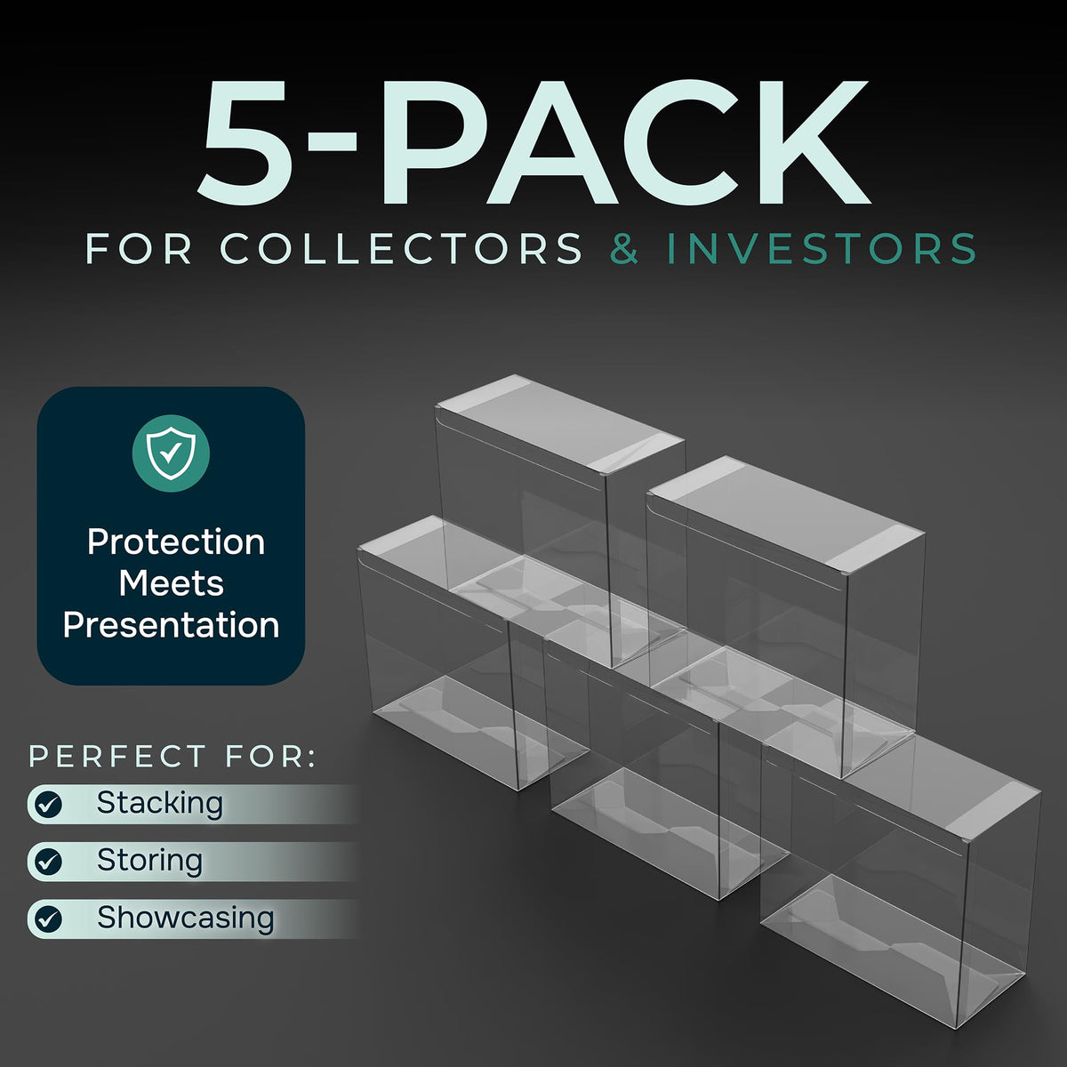 5 Pack Plastic Display Storage Case S7167