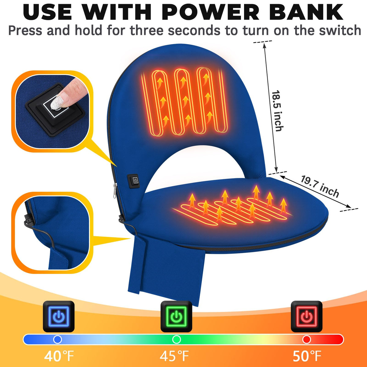 Heated Stadium Seat Cushion with Back Support U570828