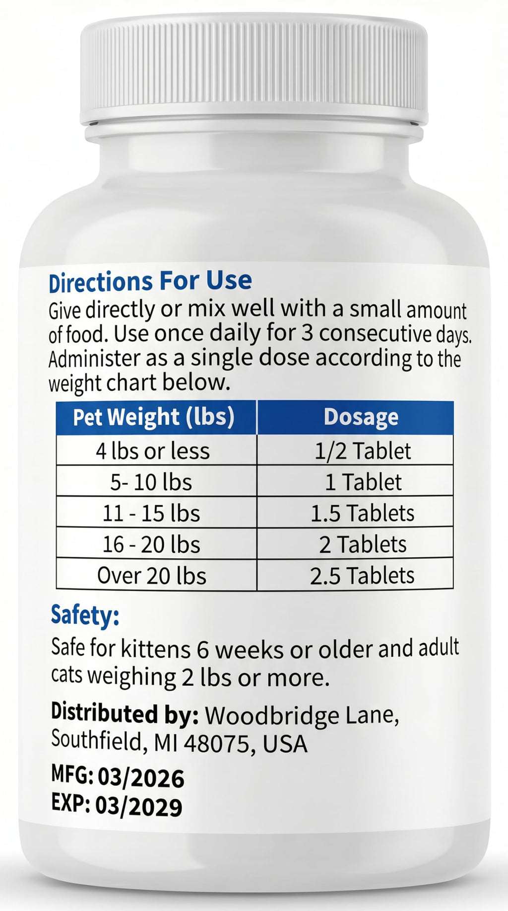 Broad Spectrum Dewormer Tablets for Cats and Kittens, 100 Tablets E6361