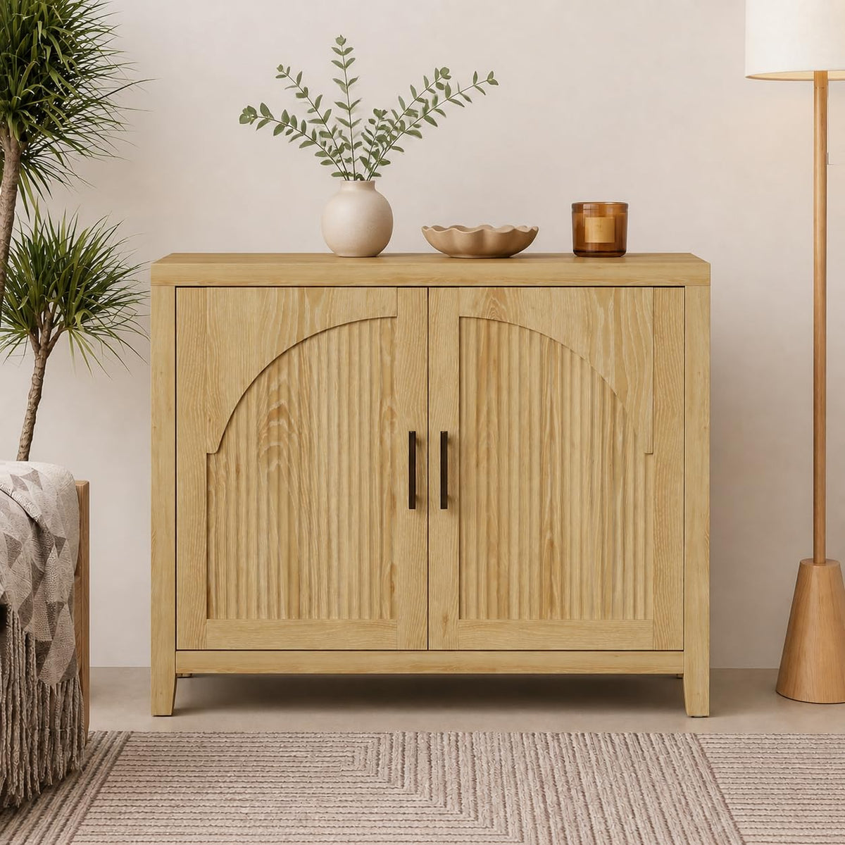 37" Fluted Sideboard Buffet Cabinet with Storage B574384