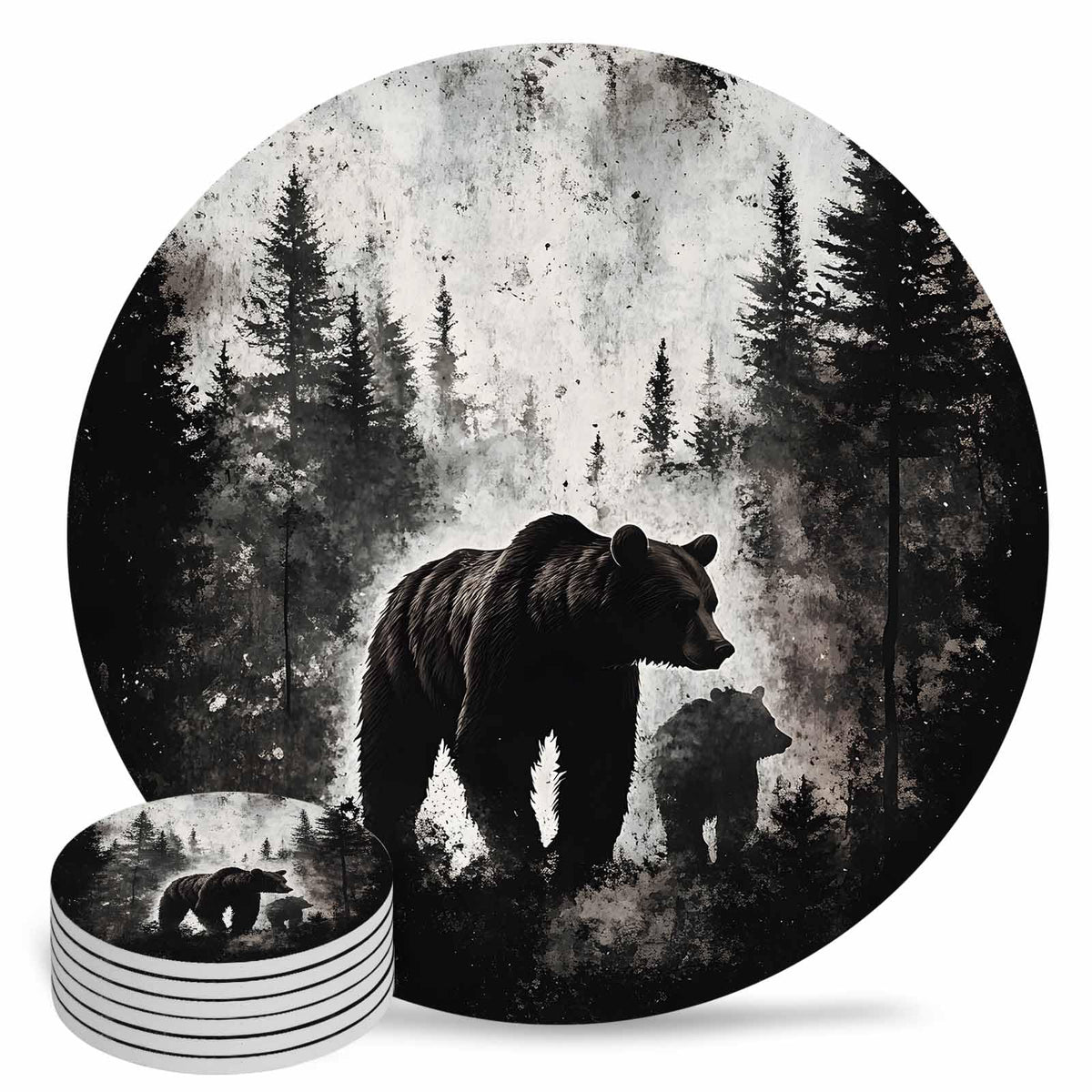 Black Bear Ceramic Coasters Set of 6 R287