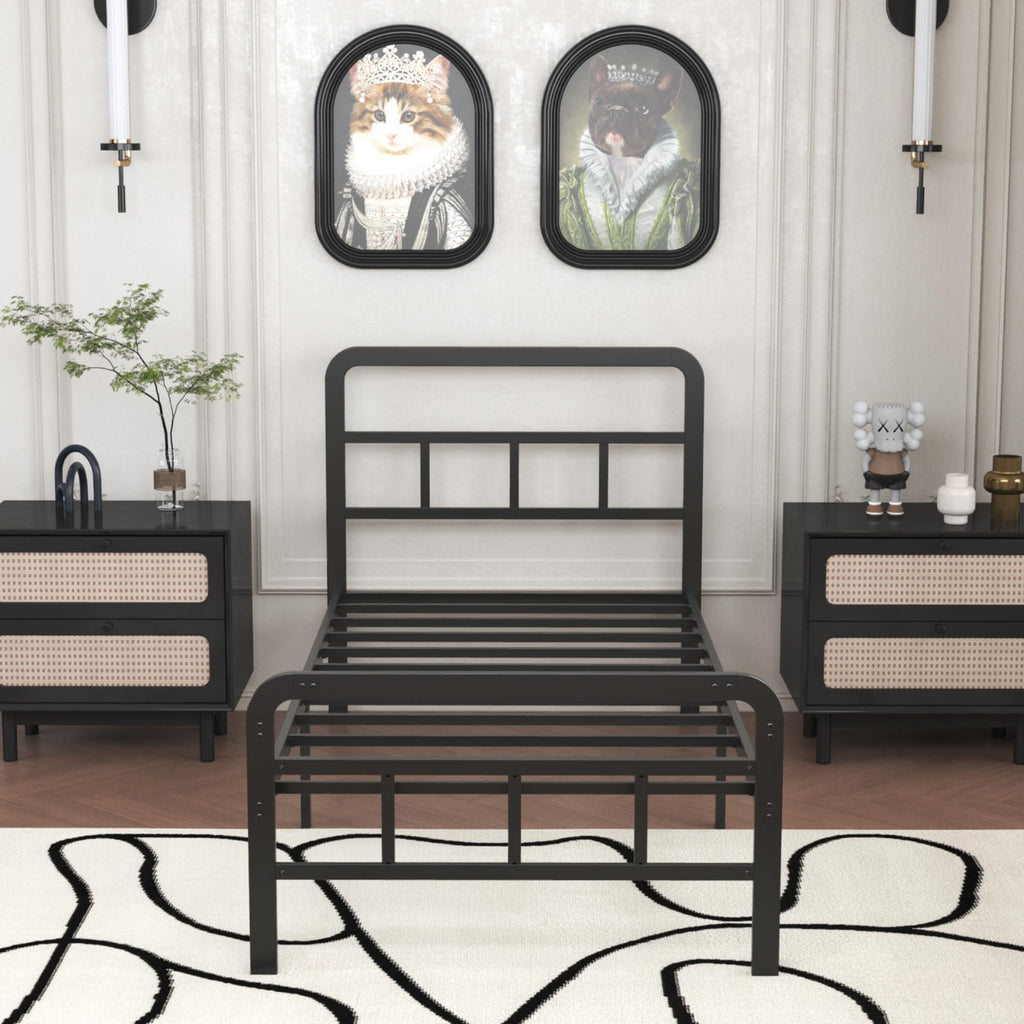 Twin Platform Bed Frame with Headboard and Footboard S6635