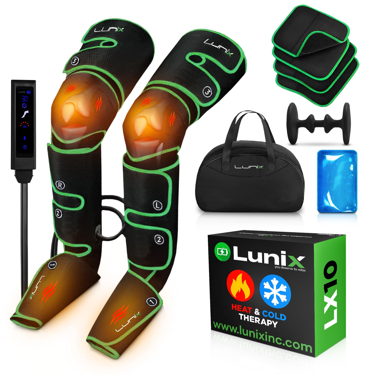 Cordless Compression Leg Massager with Heat & Cold Therapy J434648