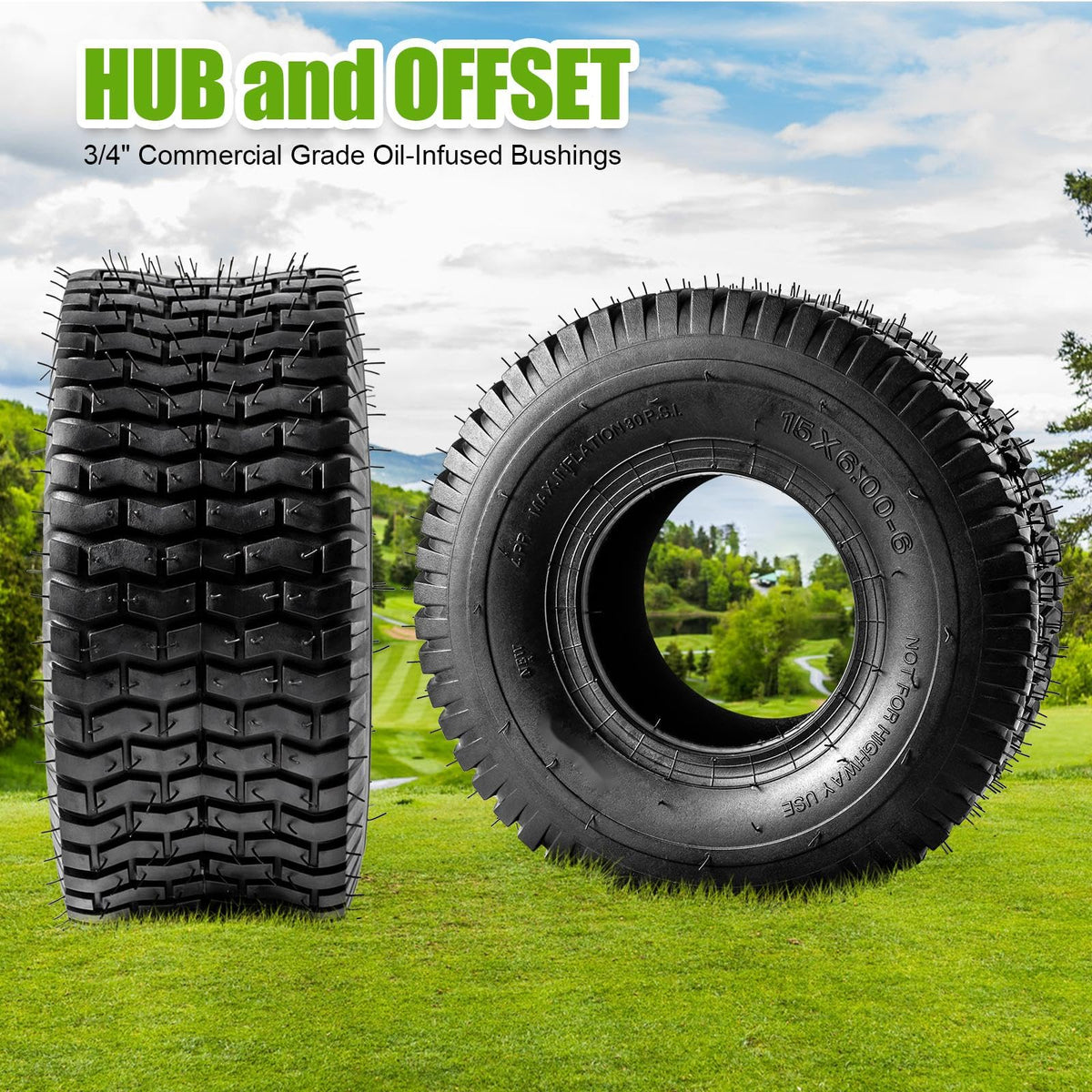 15x6.00-6 Lawn Mower Tire and Inner Tube 2PCS A7942