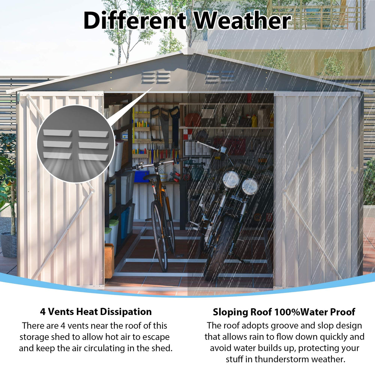 10x14 FT Light Gray Metal Storage Shed N853711