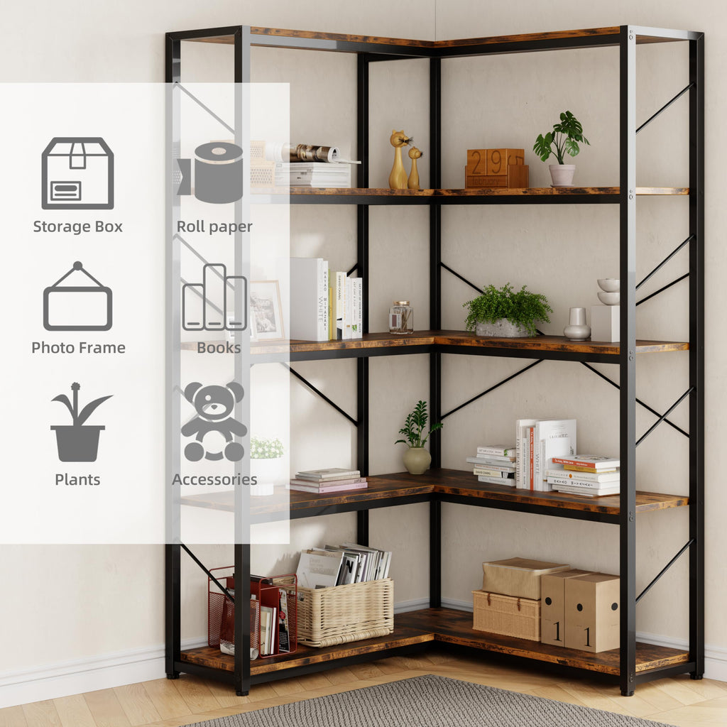 5 Tier L Shaped Corner Bookshelf N17777