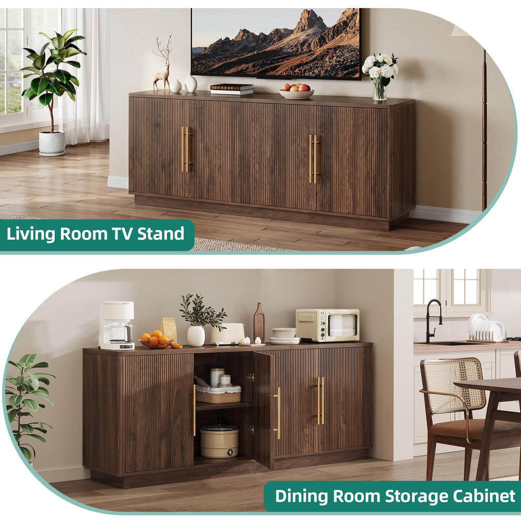 70" TV Stand with 4 Fluted Doors Y5496