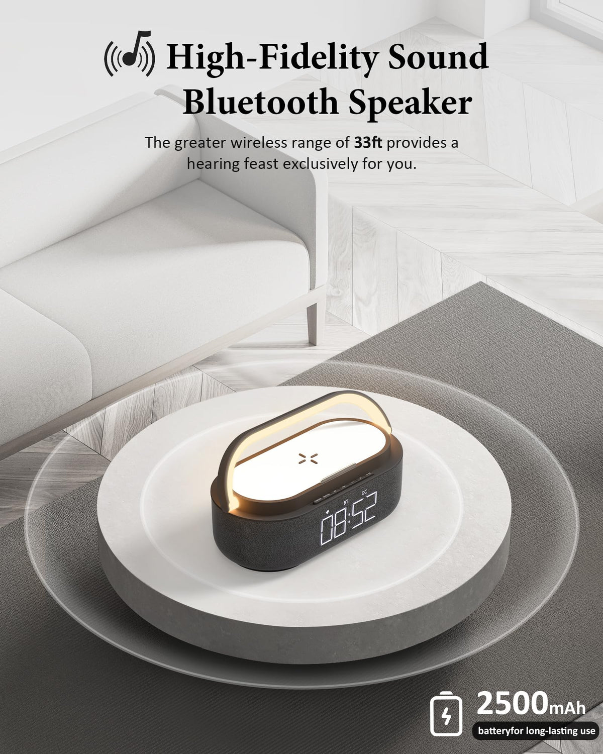 Bluetooth Speaker with Wireless Charger FM Radio LED Light O3185