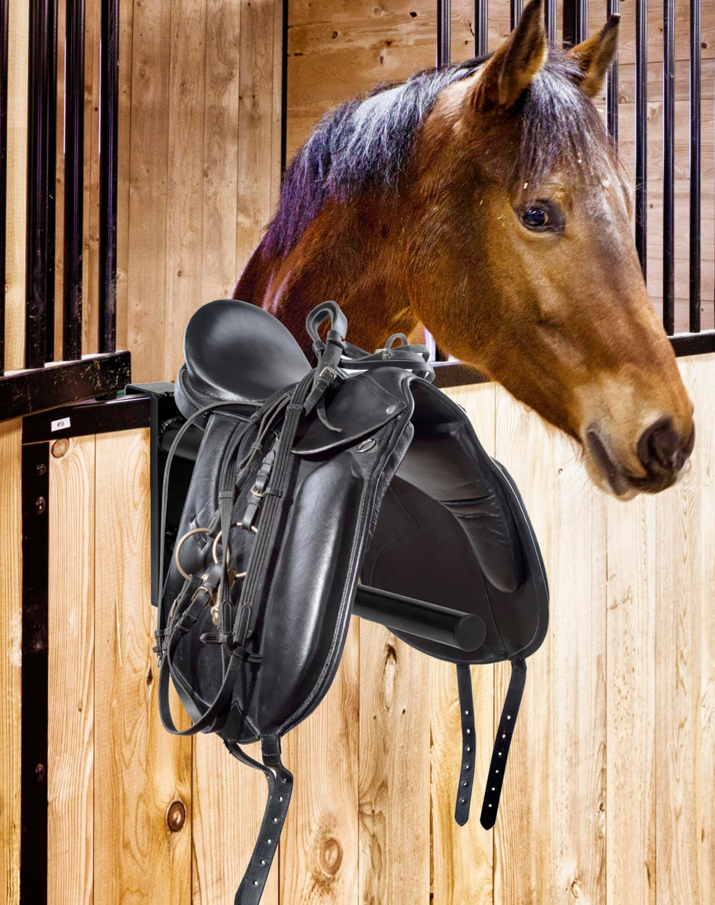 Black PVC Coated Double Saddle Rack V1198