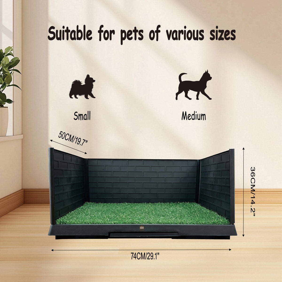 Dog Grass Pad with Tray, 30" X 20", with 2 Reusable Grass Pads H712518