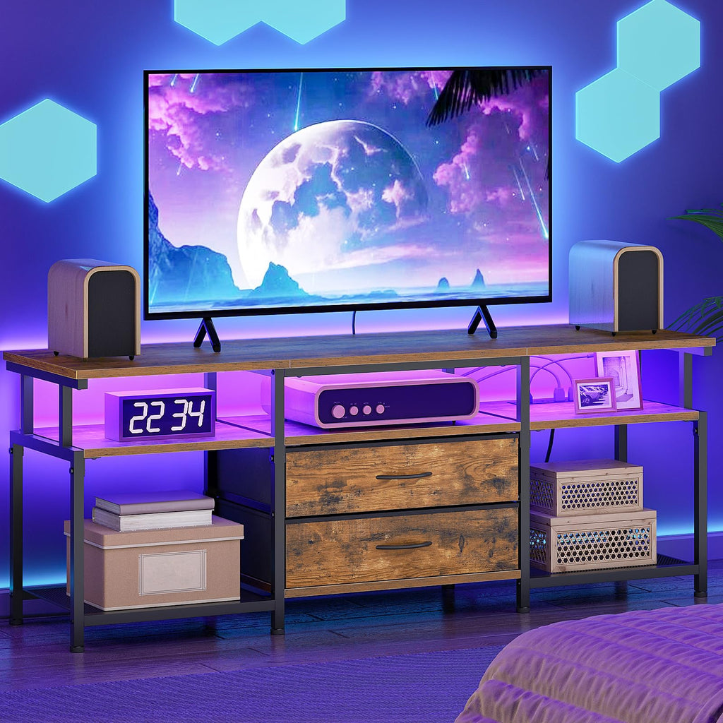 TV Stand with Power Outlet and LED Light D973169