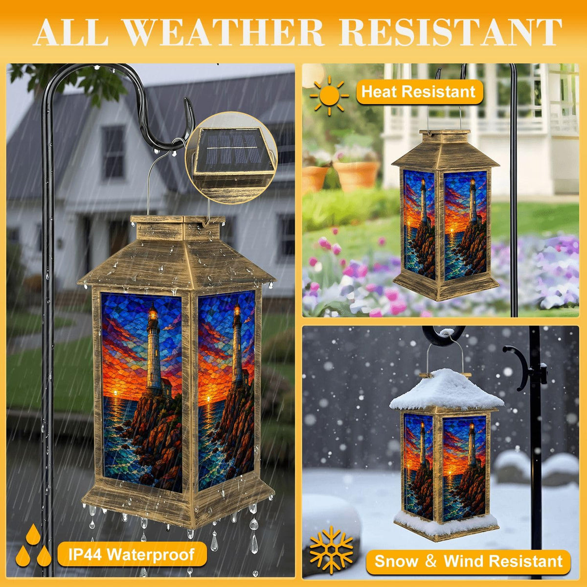 Waterproof Mosaic LED Solar Lantern V5538