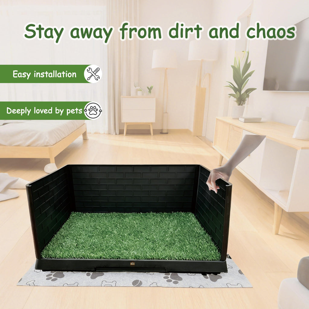 Dog Grass Pad with Tray, 30" X 20", with 2 Reusable Grass Pads H712518