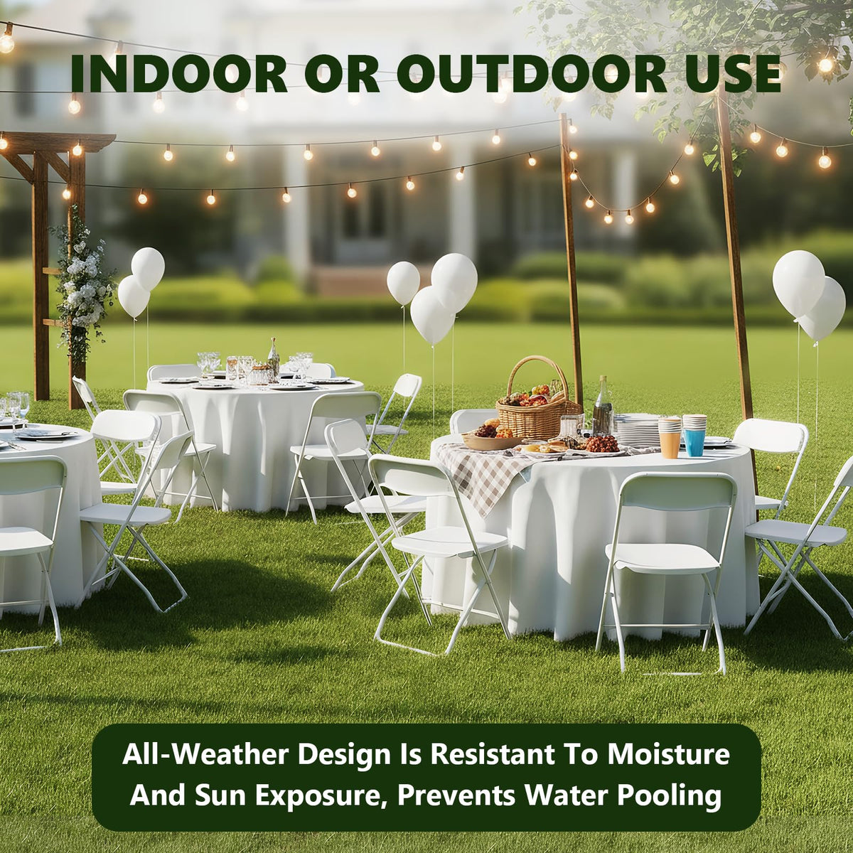 White 10 Pack Plastic Folding Chairs with Metal Frame D387317