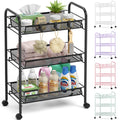 3 Tier Rolling Metal Storage Cart with Wheels, Black O161008
