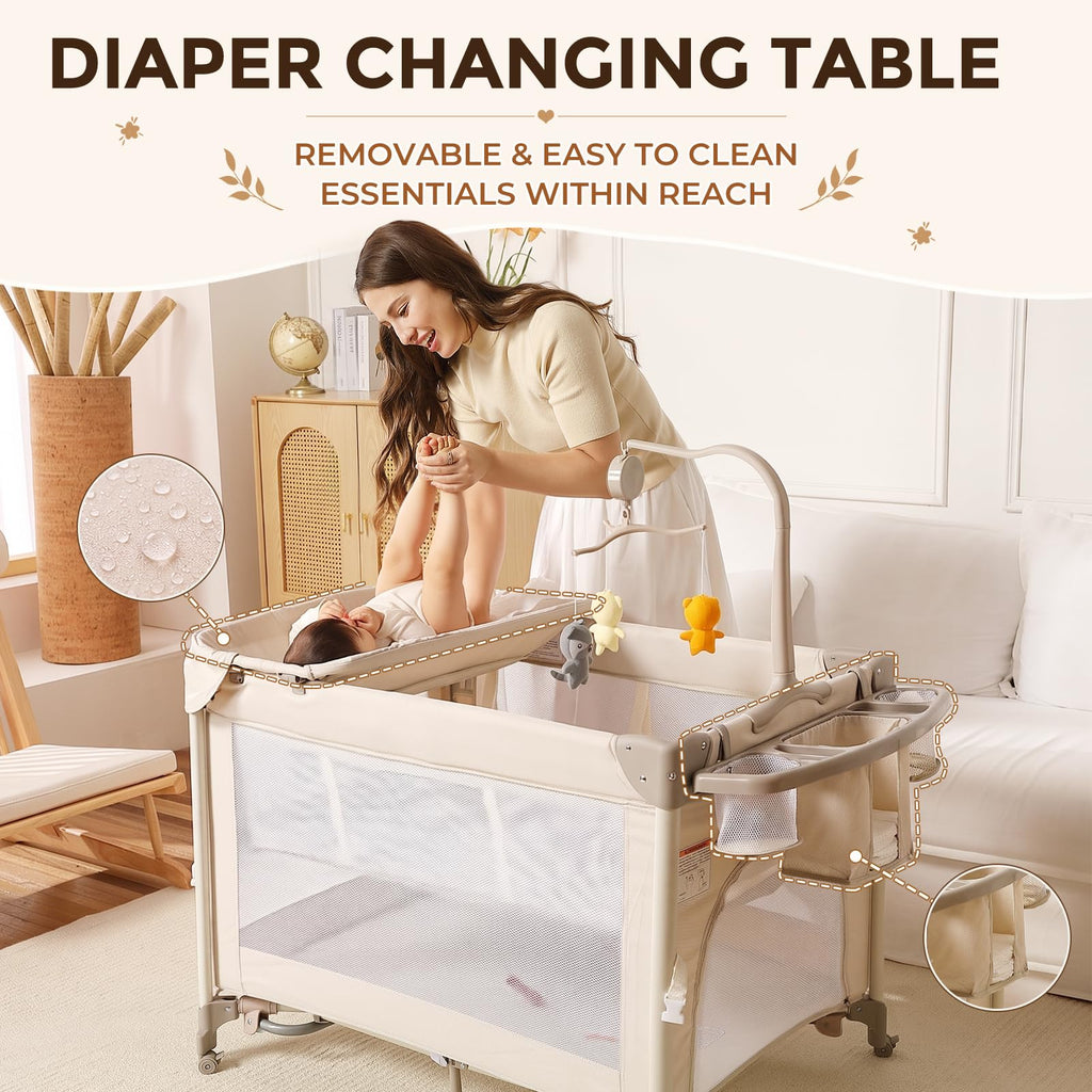 4-in-1 Bassinet Changing Table Portable Crib N414
