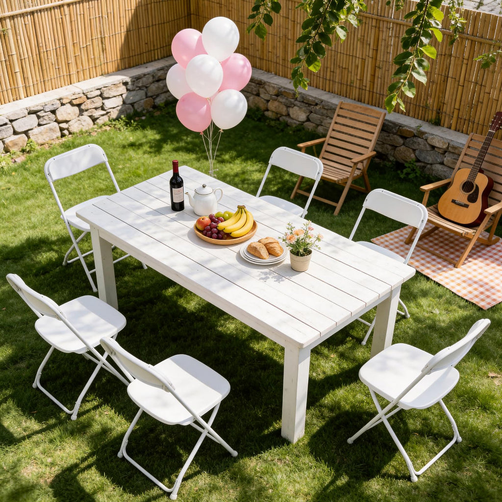 White 10 Pack Plastic Folding Chairs with Metal Frame D387317