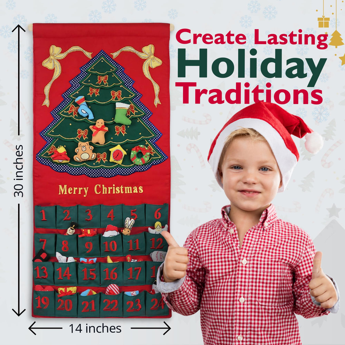 Christmas Advent Calendar with 24 Cloth Ornaments C236902
