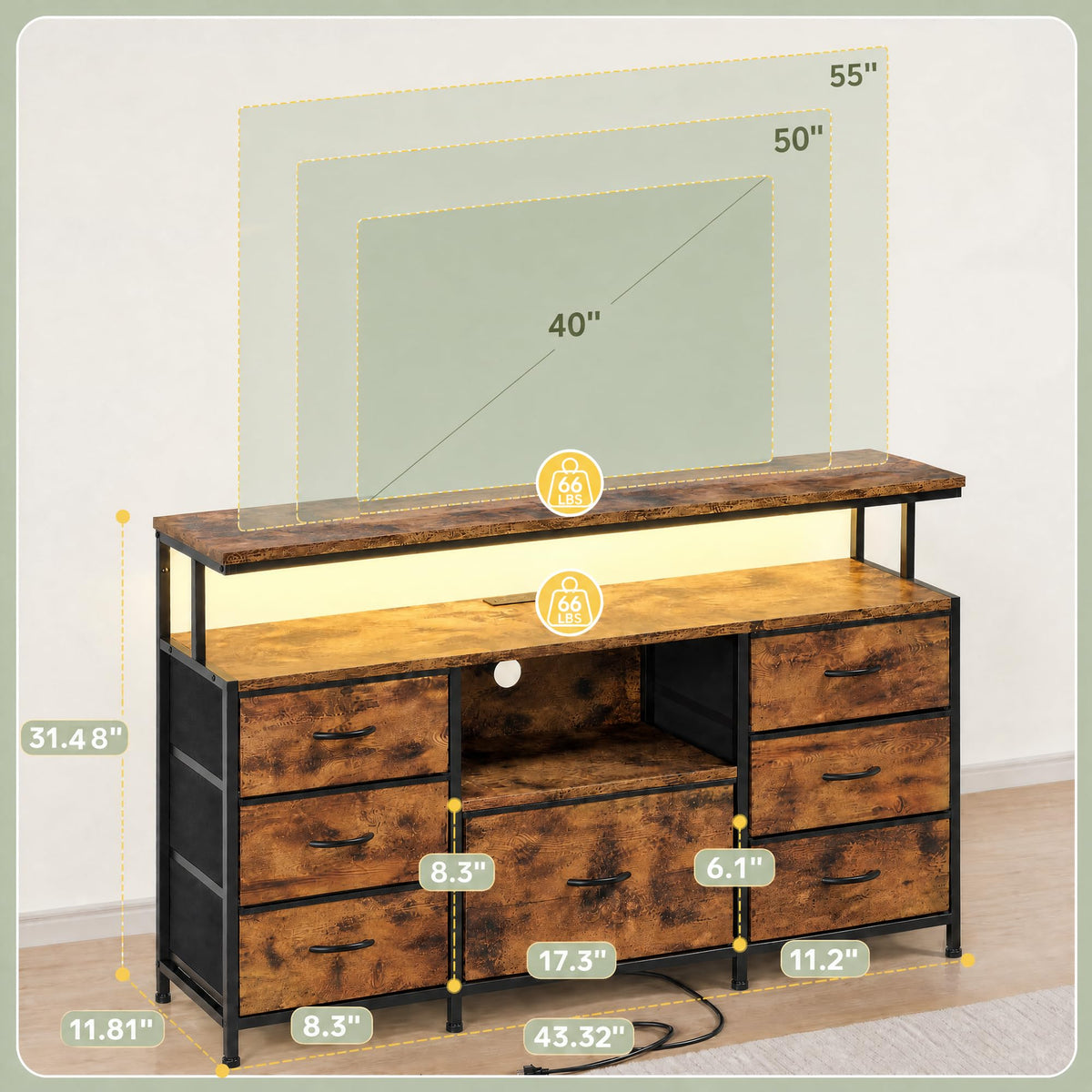 Dresser TV Stand with 7 Drawers G230423