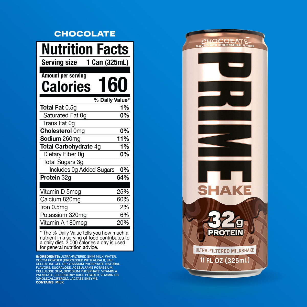 Chocolate 32g Protein Shake, Lactose Free, 11 fl oz, 12 Pack L87176